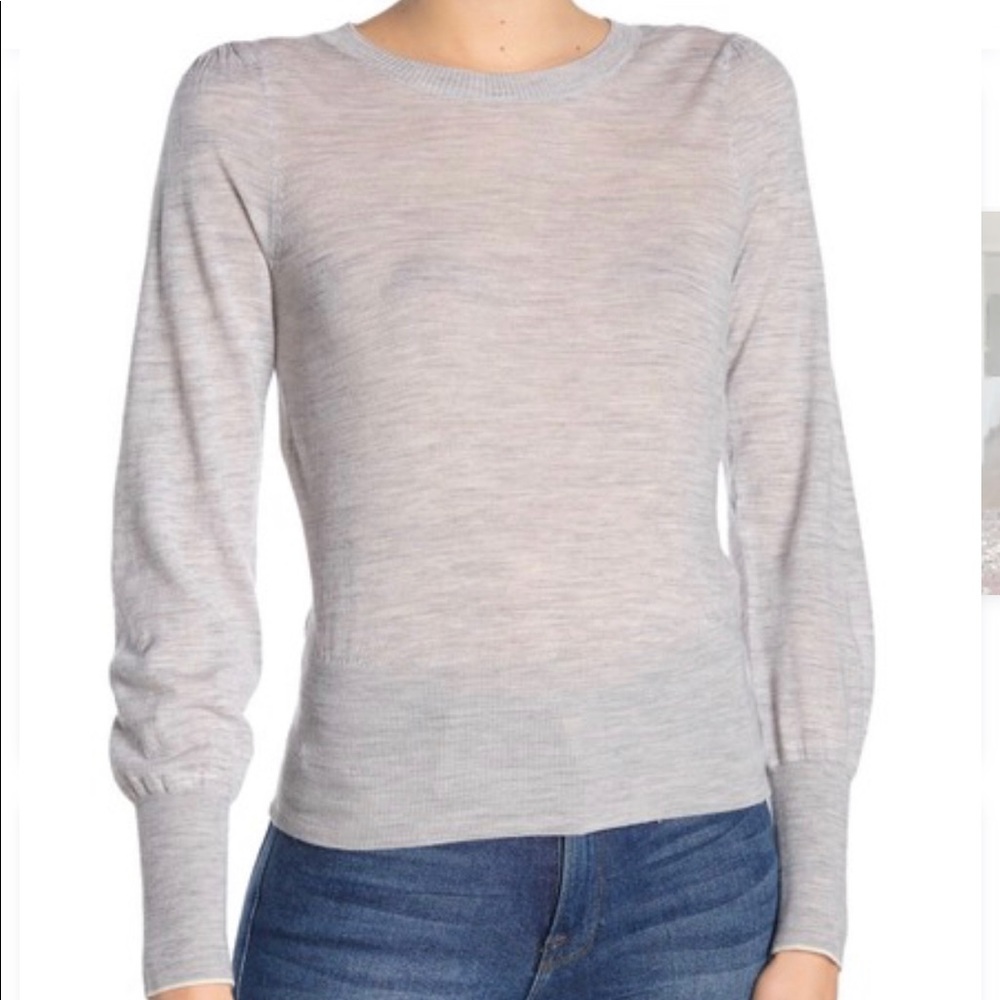 FRAME wool puff sleeve sweater thin knit gray